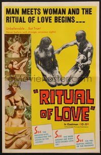 7f0386 RITUAL OF LOVE pressbook 1960 man meets woman & ritual of love begins, wild sex, ultra rare!