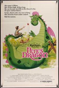 7f1233 PETE'S DRAGON 1sh R1984 Walt Disney, colorful art of cast headshots & dragon by Paul Wenzel!