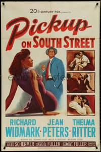 7f1235 PICKUP ON SOUTH STREET 1sh 1953 Richard Widmark & Jean Peters in Samuel Fuller noir classic!