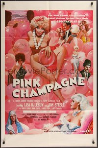 7f1237 PINK CHAMPAGNE 1sh 1979 art of sexy near-naked women in Hollywood + Charlie Chaplin!