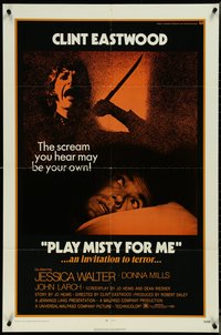 7f1238 PLAY MISTY FOR ME 1sh 1971 classic Clint Eastwood, Jessica Walter, an invitation to terror!