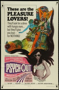 7f1250 PSYCH-OUT 1sh 1968 AIP, psychedelic drugs, sexy pleasure lover Susan Strasberg, Dick Clark!