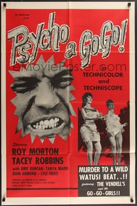 7f1252 PSYCHO A GO-GO 1sh 1966 directed by Al Adamson, murder to a wild Watusi beat!