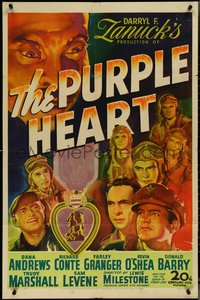 7f1253 PURPLE HEART 1sh 1944 Dana Andrews, Sam Levene, the drama behind the bombing of Japan!