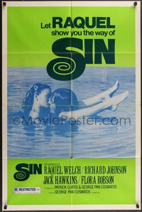 7f1263 RESTLESS 1sh 1978 great image of sexy Raquel Welch swimming with lover, Sin, rare!