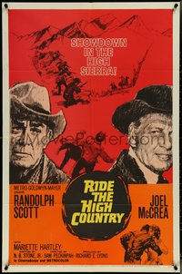 7f1266 RIDE THE HIGH COUNTRY 1sh 1962 Randolph Scott & Joel McCrea have a showdown in High Sierra!