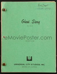 7f0358 GHOST STORY first draft script 1980 designer's personal example w/construction cost breakdown!