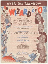 7f0289 WIZARD OF OZ sheet music 1939 Over the Rainbow, most classic song from the movie!