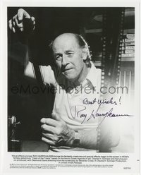 7f0061 RAY HARRYHAUSEN signed 8x10 REPRO photo 1980s Clash of the Titans special effects candid!