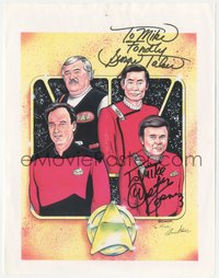 7f0005 STAR TREK signed color 9x11 REPRO paper 1991 by George Takei, Walter Koenig AND Arne Starr!