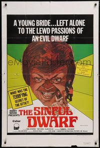 7f1288 SINFUL DWARF 1sh 1973 young bride left alone to the lewd passions of an evil dwarf, wacky!