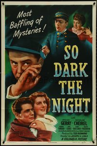 7f1293 SO DARK THE NIGHT 1sh 1946 film noir set in Paris France directed by Joseph H. Lewis, rare!