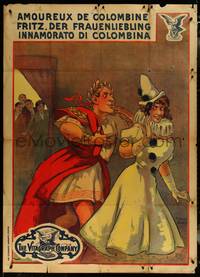 7f0184 FOR LOVE OF COLUMBINE 40x55 special poster 1913 Bedos art of man in toga & woman, ultra rare!