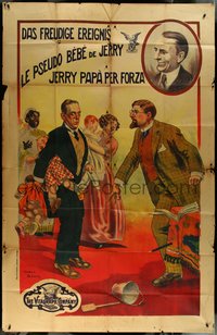 7f0186 JERRY'S UNCLE'S NAMESAKE 51x79 special poster 1914 Bedos art of Sidney Drew, ultra rare!