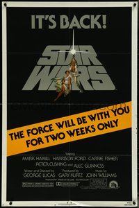 7f1307 STAR WARS NSS style 1sh R1981 George Lucas classic, The Force Will Be With You For Two Weeks Only!