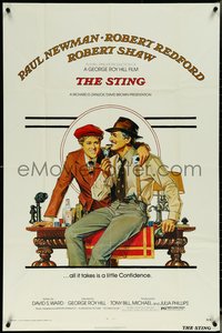 7f1311 STING 1sh 1974 artwork of con men Paul Newman & Robert Redford by Richard Amsel!