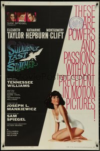 7f1316 SUDDENLY, LAST SUMMER 1sh 1960 artwork of super sexy Elizabeth Taylor in swimsuit!