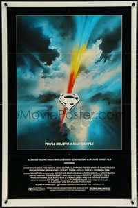 7f1320 SUPERMAN 1sh 1978 D.C. comic book superhero Christopher Reeve, cool Bob Peak logo art!