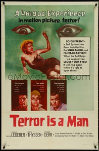 7f1328 TERROR IS A MAN 1sh 1959 H.G. Wells, a unique experience in motion picture terror!