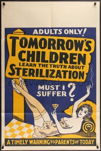 7f1342 TOMORROW'S CHILDREN 1sh R1930s silkscreen art of sexy smoking woman with drink, ultra rare!