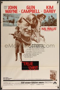 7f1344 TRUE GRIT int'l 1sh 1969 John Wayne as Rooster Cogburn, Kim Darby, Glen Campbell