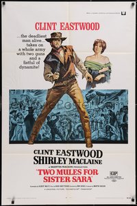 7f1347 TWO MULES FOR SISTER SARA 1sh 1970 art of gunslinger Clint Eastwood & Shirley MacLaine!