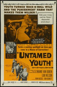 7f1350 UNTAMED YOUTH 1sh 1957 sexy bad girl Mamie Van Doren in a house of correction!