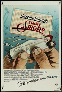 7f1351 UP IN SMOKE recalled 1sh 1978 Cheech & Chong marijuana drug classic, original tagline!