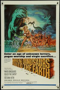 7f1361 WHEN DINOSAURS RULED THE EARTH 1sh 1971 Hammer, artwork of sexy cavewoman Victoria Vetri!