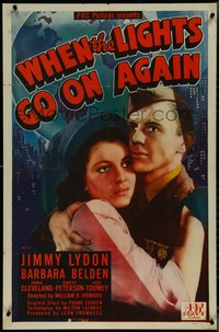 7f1363 WHEN THE LIGHTS GO ON AGAIN 1sh 1944 veteran Jimmy Lydon romances Barbara Belden!