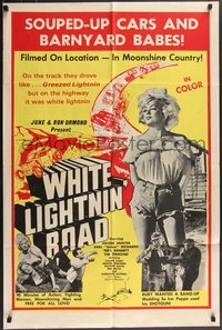 7f1365 WHITE LIGHTNIN' ROAD 1sh 1965 stock car racing & sexy barnyard girls in moonshine country!