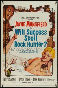 7f1370 WILL SUCCESS SPOIL ROCK HUNTER 1sh 1957 art of sexy Jayne Mansfield wearing only a sheet!