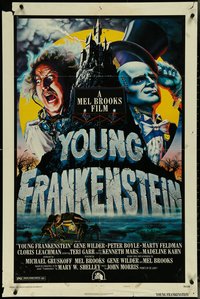 7f1382 YOUNG FRANKENSTEIN style B 1sh 1974 Mel Brooks, John Alvin art of Wilder, Boyle & Feldman!