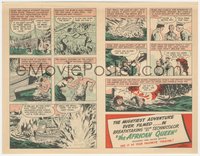 7f1404 AFRICAN QUEEN herald 1952 Vic Herman Studio comic strip style art of Bogart & Hepburn, rare!