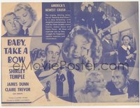 7f1406 BABY TAKE A BOW herald 1934 adorable Shirley Temple is America's new crush, ultra rare!