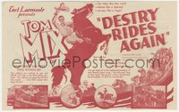 7f1414 DESTRY RIDES AGAIN herald 1932 cowboy Tom Mix in his first talking picture, ultra rare!