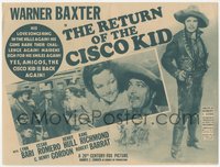 7f1428 RETURN OF THE CISCO KID herald 1939 art of Warner Baxter smoking, sexy Lynn Bari, ultra rare!