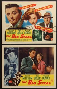 7f0651 BIG STEAL 8 LCs 1949 Robert Mitchum, Jane Greer & William Bendix, Don Siegel noir!