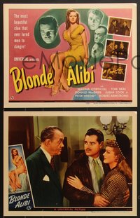 7f0655 BLONDE ALIBI 8 LCs 1946 Neal, Elisha Cook Jr., sexy bad Martha O'Driscoll is a clue, complete!