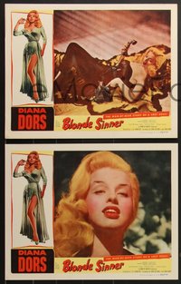 7f0660 BLONDE SINNER 8 LCs 1956 great super sexy images of Diana Dors, she's in every card, some c/u!