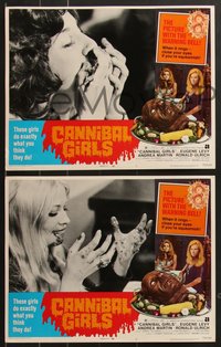 7f0682 CANNIBAL GIRLS 8 LCs 1973 Ivan Reitman, Eugene Levy, Andrea Martin, wild border art!