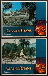 7f0691 CLASH OF THE TITANS 8 LCs 1981 Ray Harryhausen, Hamlin, Olivier, Hildebrandt border art!