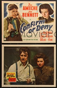 7f0694 CONFIRM OR DENY 8 LCs 1941 great images of Don Ameche, sexy Joan Bennett, early Sam Fuller!