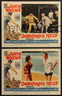 7f0707 DONOVAN'S REEF 8 LCs 1963 John Ford, great art of punching sailor John Wayne & Lee Marvin!