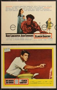 7f0711 ELMER GANTRY 8 LCs 1960 Jean Simmons, fiery preacher Burt Lancaster, Lewis Sinclair novel!