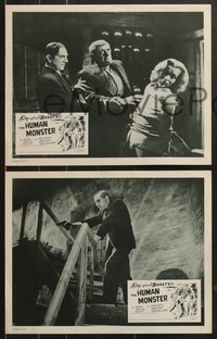 7f0856 HUMAN MONSTER 4 LCs R1950s Bela Lugosi & disfigured Wilfred Walter, Edgar Wallace!