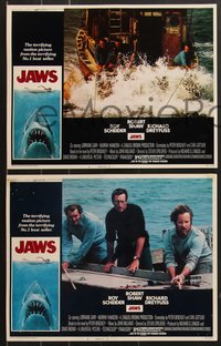 7f0731 JAWS 8 LCs 1975 Roy Scheider, Robert Shaw, Richard Dreyfuss, Steven Spielberg, complete set!