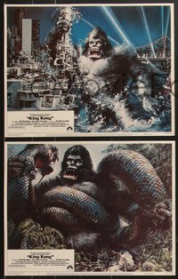 7f0733 KING KONG 8 LCs 1976 great images of sexy Jessica Lange & BIG Ape + Berkey artwork!