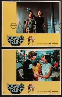 7f0742 LOGAN'S RUN 8 LCs 1976 great images of Michael York & Jenny Agutter, Charles Moll border art!