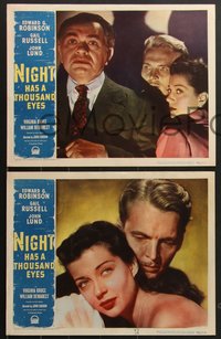 7f0756 NIGHT HAS A THOUSAND EYES 8 LCs 1948 Edward G. Robinson, Russell, Lund, Bruce, Cowan!